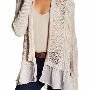 Jessica Simpson Ruffle Hem Open Front Cardigan